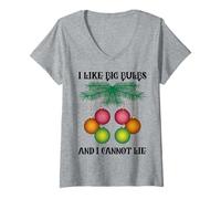 Mujer Divertido sarcástico navideño: me Gustan Las Bombillas Grandes, Navidad, papá, mamá Camiseta Cuello V