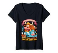 Mujer Divertido Secreto de Vaca Recuerda si Nos pillan Humor Camiseta Cuello V