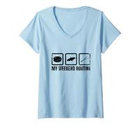 Mujer Divertido Set Trampa para Banda Música de Fin Semana Batería Camiseta Cuello V