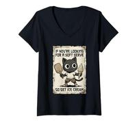 Mujer Divertido si estás Buscando un Helado de Pickleball de Gato Suave Camiseta Cuello V
