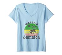 Mujer Divertido Siguiente Parada Jamaica Vacaciones de Verano Mujeres Camiseta Cuello V