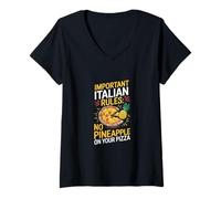 Mujer Divertido Sin Piña en tu Pizza Hawaii Camiseta Cuello V