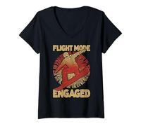 Mujer Divertido Snowboarder Snowboard Snowboard Modo Vuelo Salto Camiseta Cuello V
