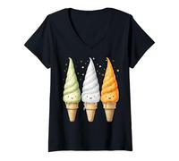 Mujer Divertido Sombrero de gnomo de Cono de Helado, trébol, día de San Patricio Camiseta Cuello V