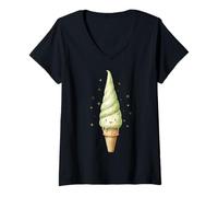 Mujer Divertido Sombrero de gnomo de Cono de Helado, trébol, día de San Patricio Camiseta Cuello V