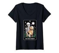 Mujer Divertido Tarot Perro Padre Golden Retriever Camiseta Cuello V