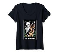 Mujer Divertido Tarot Perro Padre Pastor Alemán Camiseta Cuello V