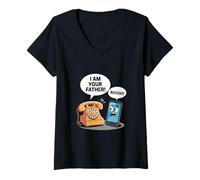 Mujer Divertido teléfono Soy tu Padre Retro Humor Camiseta Cuello V