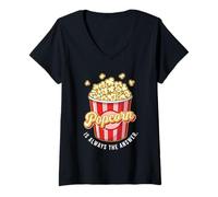 Mujer Divertido Tema de Palomitas de maíz para Hombres, Mujeres, Adultos, niños, Amantes de Las Palomitas de maíz Camiseta Cuello V
