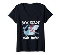Mujer Divertido tiburón Juego de Palabras mandíbula Listo océano depredador Humor Playa Fans Camiseta Cuello V