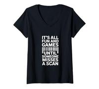 Mujer Divertido Todo es diversión y Juegos hasta Que Alguien Pierde un escaneo Camiseta Cuello V