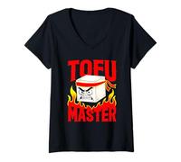 Mujer Divertido Tofu Master Vegetariano Humor Vegano Basado en Plantas Camiseta Cuello V