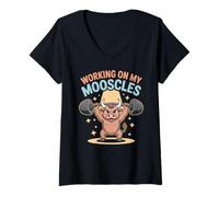Mujer Divertido Trabajando En Mis Mooscles Diciendo Gimnasio Toro Humor Mujeres Hombres Camiseta Cuello V