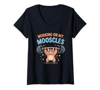 Mujer Divertido Trabajando En Mis Mooscles Diciendo Gimnasio Toro Humor Mujeres Hombres Camiseta Cuello V
