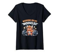 Mujer Divertido Trabajando En Mis Mooscles Diciendo Gimnasio Toro Humor Mujeres Hombres Camiseta Cuello V
