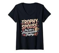 Mujer Divertido Trofeo Participación Cónyuge Vida Casada Humor Camiseta Cuello V