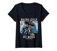 Mujer Divertido Trump Nacho Gulf No Más Golfo de América Camiseta Cuello V