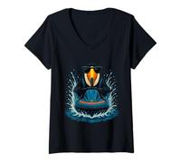 Mujer Divertido tucán con gafas de sol Bird Jet Ski Rider Summer Vibes Camiseta Cuello V