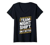 Mujer Divertido Turno Nocturno de Equipo Diciendo Mejor Que el Equipo diurno Mujeres Hombres Camiseta Cuello V