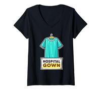 Mujer Divertido vestido de hospital Humor gráfico Camiseta Cuello V