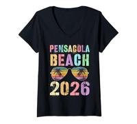 Mujer Divertido Viaje a Pensacola Beach 2026, Vacaciones de natación, Hermanas, mamás y tripulación Camiseta Cuello V