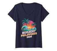 Mujer Divertido Viaje de natación de Vacaciones en Boracay FILIPINES 2026 Camiseta Cuello V