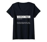 Mujer Divertido Washington Innovation Coffee Apoyo Definición Camiseta Cuello V