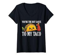 Mujer Divertido y Lindo día de San Valentín Tú Eres la Salsa Picante de mi Taco Camiseta Cuello V