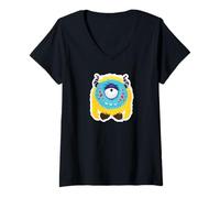 Mujer Divertido y Lindo Monstruo Feliz Risa diseño ama abrazar Camiseta Cuello V