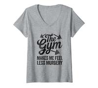 Mujer Divertido y sarcástico: El Gimnasio me Hace Sentir Menos Asesino Workout 2 Camiseta Cuello V