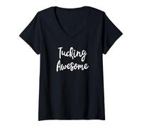 Mujer Divertido Yoga Ejercicio Barra Deportes Músculo Tucking Impresionante Camiseta Cuello V