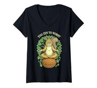 Mujer Divertido Yoga Lindo Ardilla Meditación Demasiado Zen para Preocuparse Animal Camiseta Cuello V