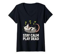 Mujer Divertido zarigüeya Caos Animal Travesuras Marsupial Papelera Panda Camiseta Cuello V