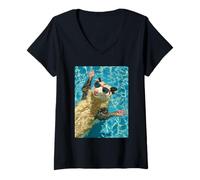 Mujer Divertido zarigüeya con Gafas de Sol Cool Possum Natación Verano Camiseta Cuello V