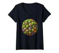 Mujer Divertido Zombie Ball Halloween Amante del Terror Camiseta Cuello V