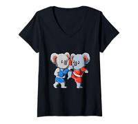 Mujer Divertidos Koalas de Muay Thai Kickboxing y Boxeo Tailandés Camiseta Cuello V