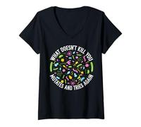 Mujer Divertidos Maestros de biología de diseño de biología y Nerds del Laboratorio de bioquímica Camiseta Cuello V