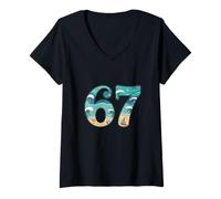 Mujer Divertidos números de Playa de Six Seven Summer Sea para niños, Hombres y Mujeres Camiseta Cuello V