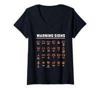 Mujer Divertidos señales de advertencia de conducción de mecánicos de automóviles en automóviles Camiseta Cuello V