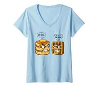 Mujer Divertidos waffles panqueques Chica Mujeres Hija Ella Me ama Más Camiseta Cuello V