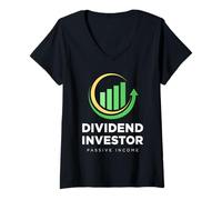 Mujer Dividendo Inversor Ingresos Pasivos Mercado de Valores Inversor Camiseta Cuello V