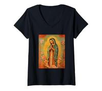 Mujer Divina Nuestra Señora de Guadalupe, Virgen María, Virgen Guadalupe Camiseta Cuello V