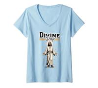 Mujer Divine Drip Divertido Jesús Meme Retro Estética Camiseta Cuello V