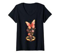 Mujer Divorcio Mariposa Anillo Roto Libertad Soltero Camiseta Cuello V