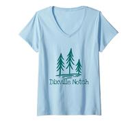 Mujer Dixville Notch New Hampshire Árboles Rústicos Bosque Campamento Bosque Camiseta Cuello V