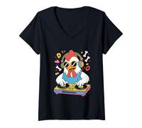 Mujer Dj Gallo Fiesta Música I Love Dj Camiseta Cuello V