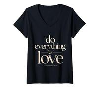 Mujer Do Everything In Love 1 Corintios 16:14 Versículo bíblico de fe Camiseta Cuello V