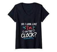 Mujer Do I Look Like I'm On The Clock Funny Workplace Humor Camiseta Cuello V