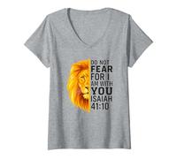 Mujer Do Not Fear For I Am with You Isaiah 41:10 Lion Graphic Camiseta Cuello V