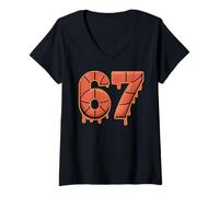 Mujer Do The Math 67 - Patrón de Baloncesto con números de Halloween Camiseta Cuello V